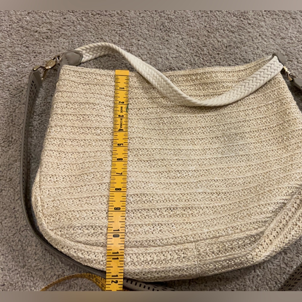 Stella And Dot Ellie Hobo Bag Retired Metallic/Straw Crossbody 2 Way Strap - Picture 9 of 12